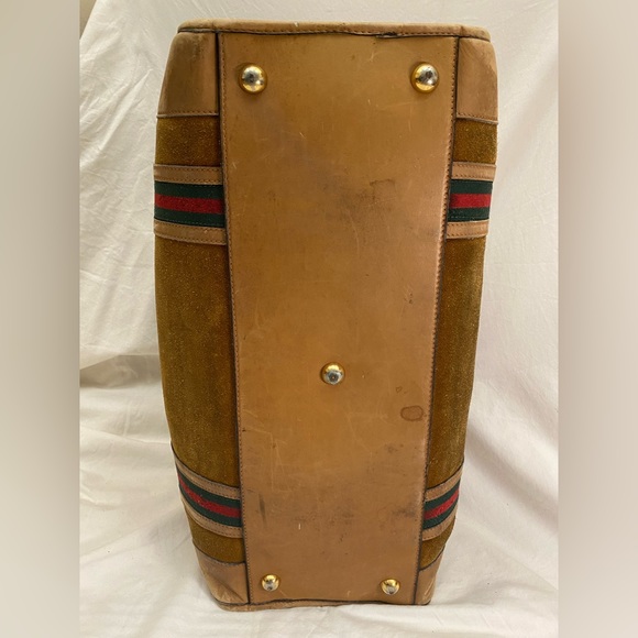 EXTREMELY RARE Gucci Vintage Suede Web Duffel 1970s Amazing Vintage Condition - Picture 7 of 13